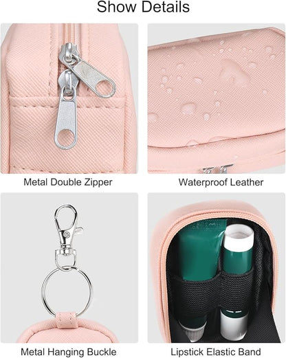 Chapstick Holder Bag Small Lip Balm Sleeve Pouch Lipstick Portable Storage Bag Lip Gloss Case With Hook Accessories