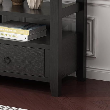VINGLI 58" Console Table, Long Entryway Table with 3 Drawers & 2 Storage Shelves, Vintage Sofa Table Behind Couch, TV Stands for Living Room, Entryway, Hallway, Foyer, Office, Black