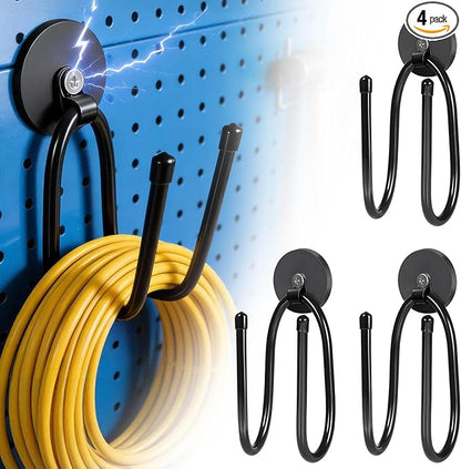 Magnetic Hooks, Adjustable Heavy Duty Magnetic Hook, Utility Magnetic Extension Cord Organizer for Power Drill,Garden Tools, Hose,Pegboard,Garage, Workshop (4PCS 20 Pounds)