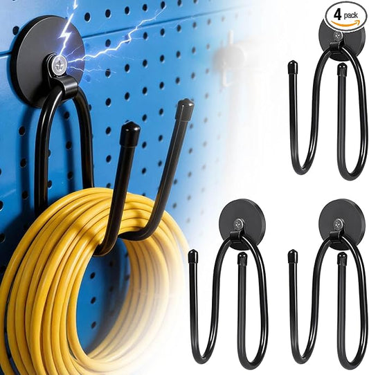 Magnetic Hooks, Adjustable Heavy Duty Magnetic Hook, Utility Magnetic Extension Cord Organizer for Power Drill,Garden Tools, Hose,Pegboard,Garage, Workshop (4PCS 20 Pounds)