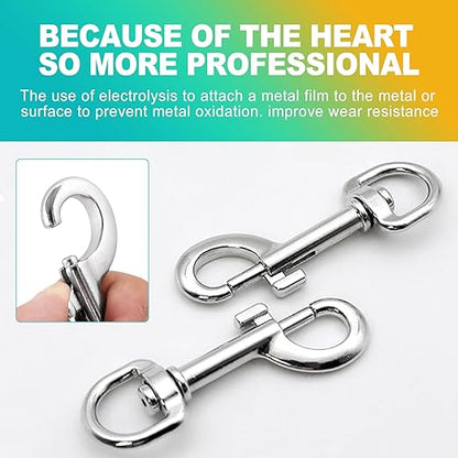 2 Pack 3.5 Inch Heavy Duty Swivel Snap Hooks, Bolt Snap Clips for Dog Leashes, Pet Collars, Ropes & Chains - Durable Dog Leash Hardware, Prong Collar Safety Backup, Pet Accessory