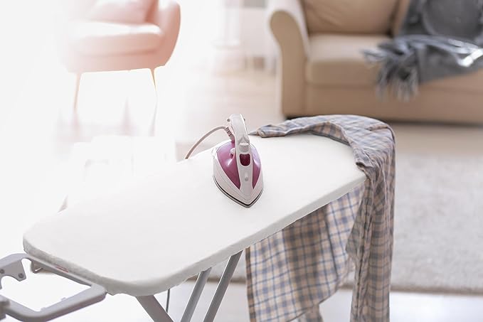 Encasa XO Ironing Board Cover and Pad 42"x14" - 4mm Felt Medium Iron Board Cover with Padding - Heat Resistant, Stain-Safe Dye, Non Slip Elastic Bungee Cord Tightening Iron Table Cover White