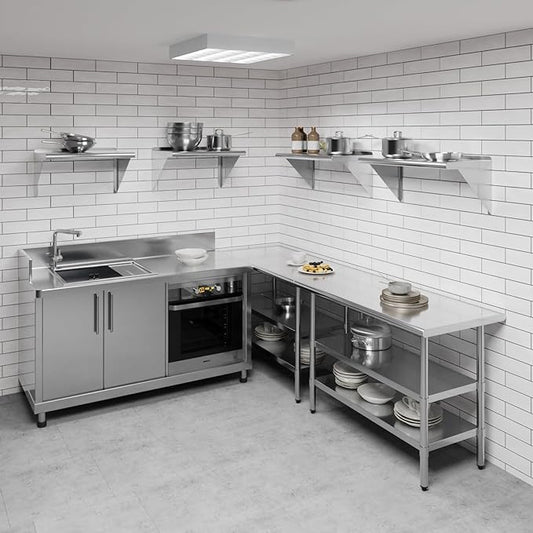 AmGood 14 in. x 30 in. Stainless Steel Wall Shelf | NSF | Metal Shelving | Garage, Laundry, Storage, Utility Room | Restaurant, Commercial Kitchen