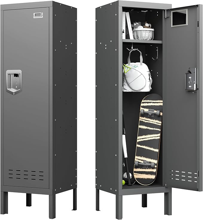 Metal Cabinet Home Office Storage,Lockers,Lockable Employees Metal Locker with Door,54" Height Steel Locker,Lockable Steel Locker for Gym,School,Home,Office,Garage,Assembly Required