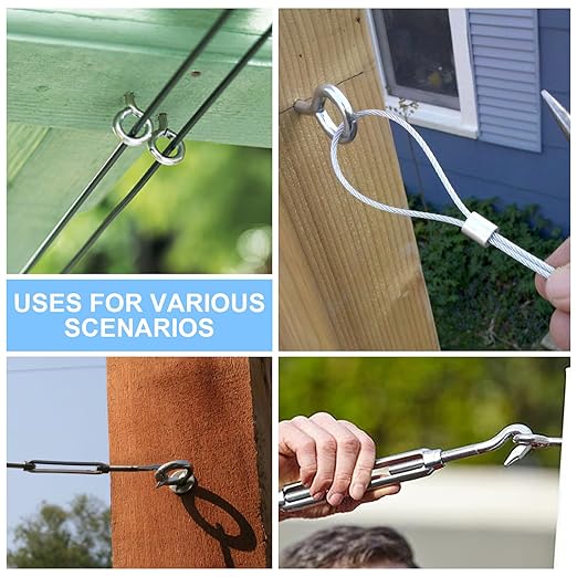 Aovchei Eye Screws, 18Pcs 2.5 inches 304 Heavy Duty Stainless Steel Screw Hooks, Rust-Resistant Self Tapping Eyelet Bolts for Wood, Securing Cables Wires, Indoor & Outdoor for Hanging Artwork
