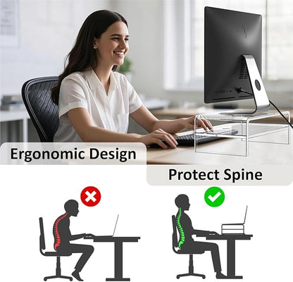 Acrylic Monitor Stand, 2 Tiers Clear Monitor Riser Computer Stand for Office, Home, Office, 5.12 Inches Hight PC Desk Stand for Keyboard Storage, Premium Platform for Laptop Printer TV Screen
