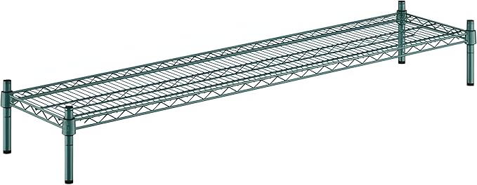 14" x 60" x 8" Green Epoxy Wire Storage Shelf, Dunnage Rack, Commercial 1 Tier Small Shelf