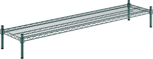 14" x 60" x 8" Green Epoxy Wire Storage Shelf, Dunnage Rack, Commercial 1 Tier Small Shelf