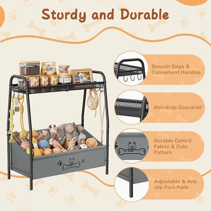 Large Dog Toy Basket (23.6"x11.2"x9.7"), Dogs Toy Bin with Storage Organizer, Trapezoid Toy Box for Dog Stuff Accessories, Pet Toy Storage Holder Chest for Cat Dogs Essential Supplies