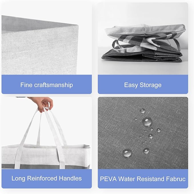 2-Pack Large Laundry Bag, Waterproof,Collapsible Tall Clothes Hamper with Extended Handles for Clothes Toys in the Dorm and Family,NO have Wire frame！ not stand up!