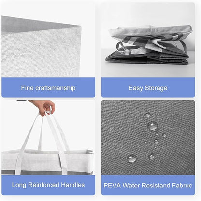 2-Pack Large Laundry Bag, Waterproof,Collapsible Tall Clothes Hamper with Extended Handles for Clothes Toys in the Dorm and Family,NO have Wire frame！ not stand up!