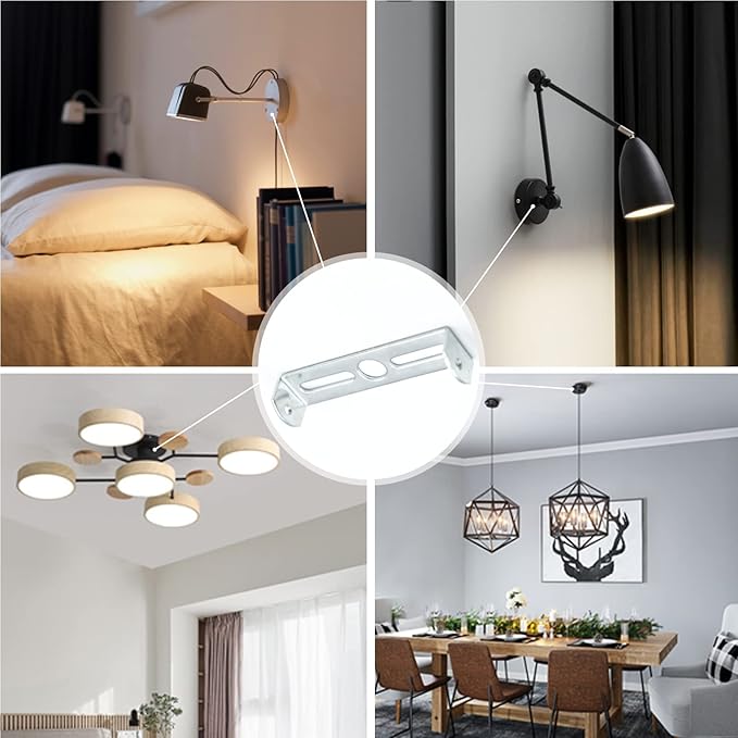 4.1-4.7 Inch Light Fixture Mounting Bracket Square Kit Ceiling Light Plate Wall Mounting Bracket Crossbar for Chandelier Outdoor Lighting Pack of 6