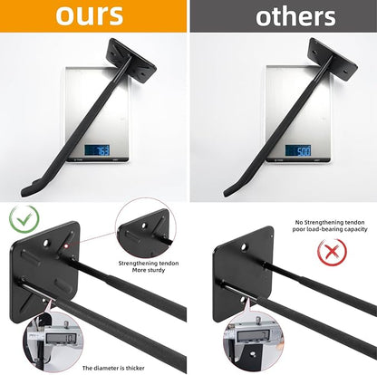 Sinoer Heavy Duty Garage Double Hooks, Ladder Hooks for Garage Wall Mount, 80KG Load Capacity, 32CM Extended Length, Multi-Functional Storage Hooks for Ladders, Bikes, Tools, Garden Equipment-(2 Pack)