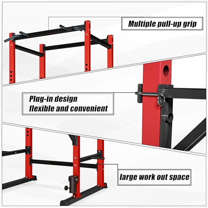 Bongkim Power Rack, Rack Cage for Weight Training, Adjustable Squat Stand Rack for Home Gym Equipment, Lifting Cage with 660lb Capacity