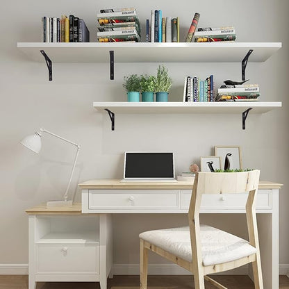 Heavy Duty Shelf Brackets - 8 Pcs L Shaped Metal Wall Mount Shelves Support for Floating Shelves (3.7 x 6 inch)