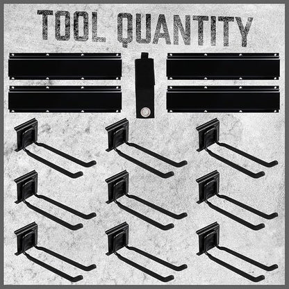 HORUSDY 64-Inch Heavy Duty Garage Organization Rack, 14 Packs Max Load 600LB, 4 Packs Rails and 9 Adjustable Hooks, Tool Organizer Rack with Heavy Double Hooks Tracks