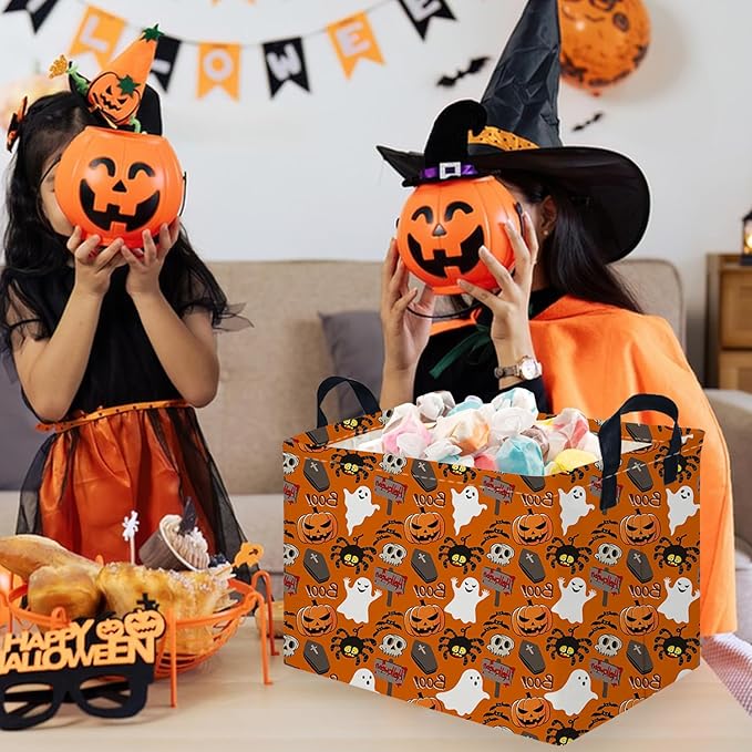 Halloween Ghost thriller basket,Empty Halloween basket,Horror and thriller decor,Trick or Treat Box for Boys and Girls,Horror decor(Spider ghost)