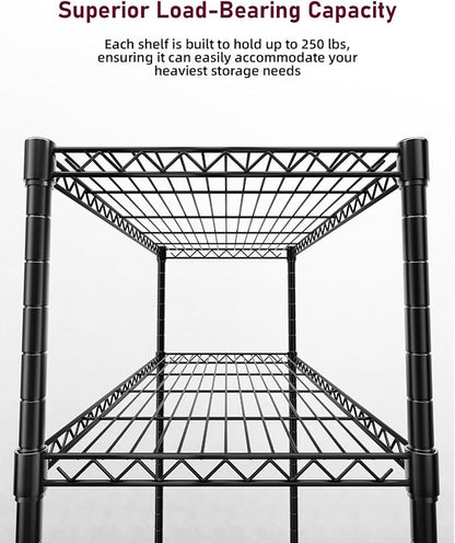 Simple Deluxe 5-Tier Heavy Duty Storage Shelving Unit, 1250 Lbs Loading Capacity, 29.92" W x 13.98" D x 61.02" H, Black