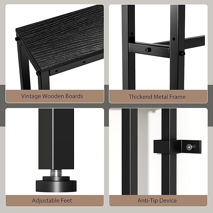70" Narrow Console Sofa Table with Power Outlets & 2 USB Ports, L Shaped Behind Couch Table Skinny, 3 Assembly Options Entryway Tables with Charging Station for Living Room, Hallway, Black, 70IN