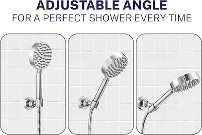 HammerHead Showers® Solid Metal Handheld Shower Head Holder Wall Mount – Chrome – Adjustable Screw Mounted Shower Wand Holder with Pivot Ball – Shower Hose Holder, Fits Most Handheld Shower Heads