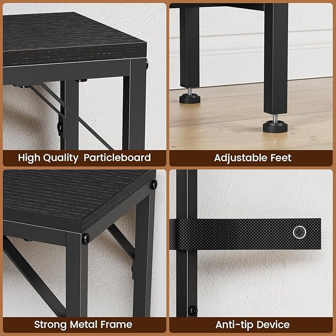 Console Tables with Charging Station and Storage Basket, 47.2'' Entryway Table Narrow with Power Outlets USB Ports, Couch Table Behind Sofa, Hallway Table for Foyer, Living Room, Black