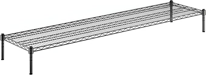 18" x 72" x 8" Black Epoxy Wire Storage Shelf, Dunnage Rack, Commercial 1 Tier Small Shelf