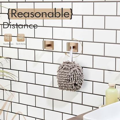 KOKOSIRI Robe Hooks for Bathrooms Towel Hook, Wall Mounted Coat Hooks Bathroom Hardware 2 Pack Champagne Bronze Stainless Steel B1013CPG-P2