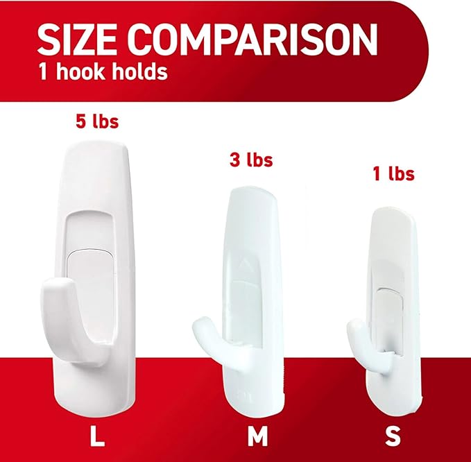 Command 5 lb Large Utility Hooks, 14 Hooks and 16 Strips, Damage-Free Hanging Wall Hook with Adhesive Strips, No Tools Required, Great for Home Kitchen Office Organization