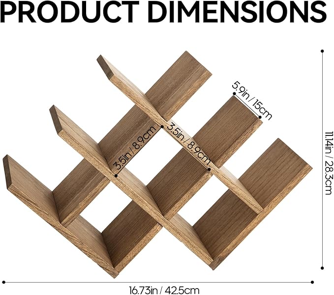 KIRIGEN 8-Bottle Countertop Wine Rack - Wine Bottle Holder for Bar Table/Wine Cabinet Free Standing - Wood 3-Tier Wine Display and Storage Shelves Dark Brown XHJJ3-DBR