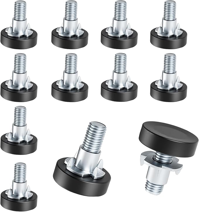 M6 Thread Leveling Feet, 12 PCS Furniture Levelers with T-Nuts, Adjustable Furniture Feet Threaded Screw in, Table Levelers for Adjusting Individual Desk Legs