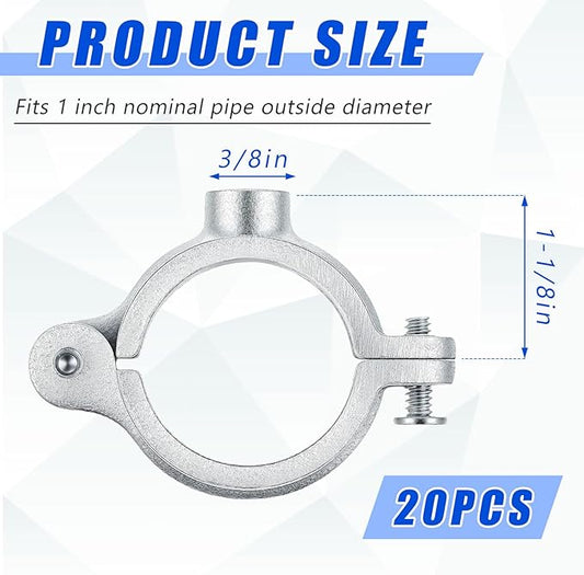 20 Pack 1" Split Ring Pipe Hanger for Thread Rod Galvanized Iron Mounting Bracket Support for Tubing Wall Ceiling Mount Combination Industrial Decor