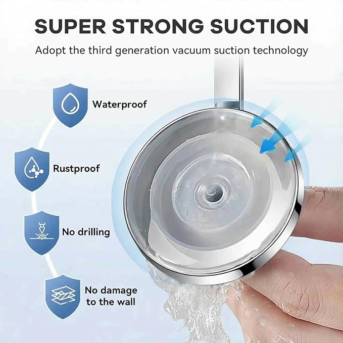 Suction Cup Hooks for Shower, Bathroom,Glass Windows,Tile – Towel, Loofah, No-Drill Wreath Hanger for Front Door Waterproof Hook Hold (Chrome) 4 Packs