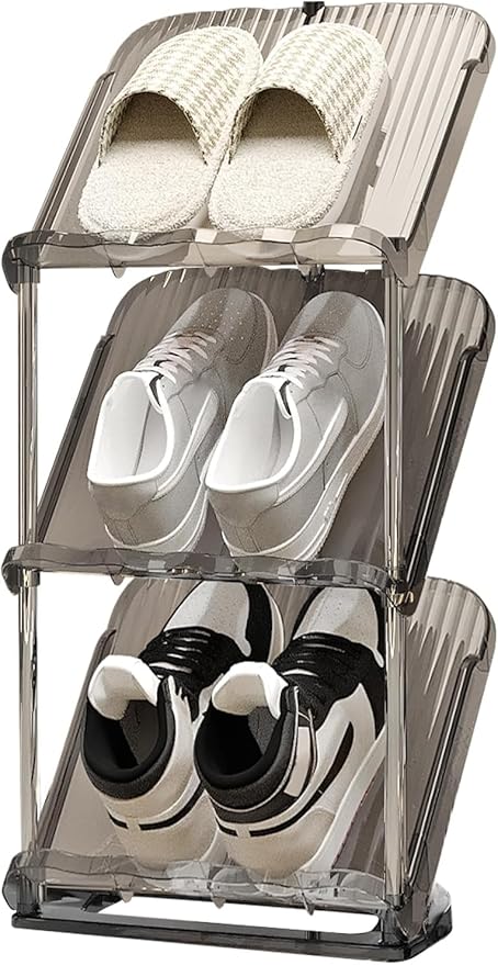 YYW Clear Narrow Shoe Rack for Entryway, Free Standing Shoe Racks Shelf Closet, Shoe Storage Organizer for Living Room
