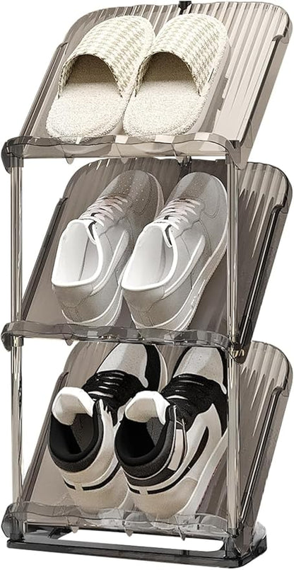 YYW Clear Narrow Shoe Rack for Entryway, Free Standing Shoe Racks Shelf Closet, Shoe Storage Organizer for Living Room