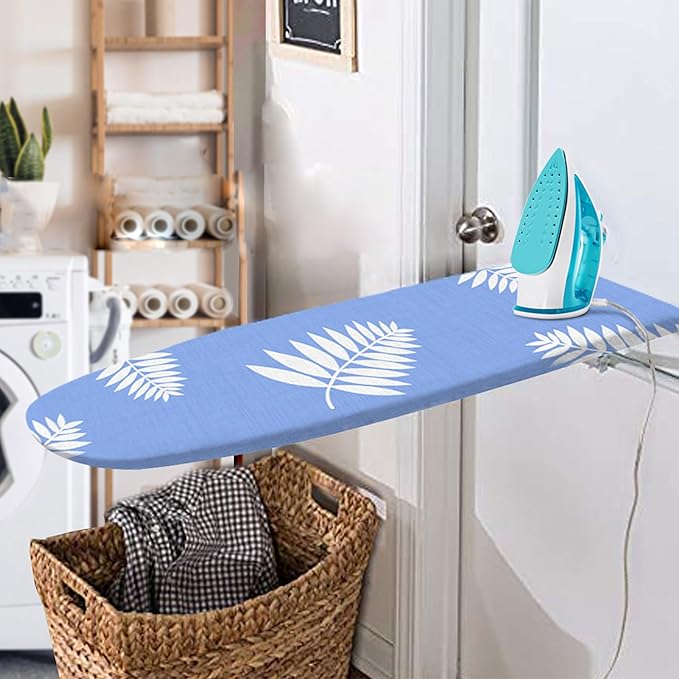 SheeChung 12x42 Inch Ironing Board Cover and Pad -100% Cotton and Heavy-Duty,Snug Fit Over-The-Door & Built in Wall Ironing Board Cover Replacement Pad Cover