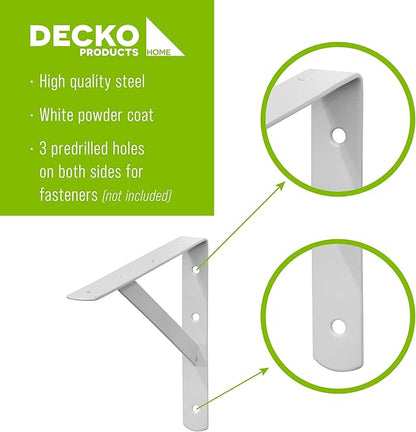 Decko Products 49137-10 Heavy-Duty Shelf Bracket, 8.5-Inch X 11.25-Inch, 10-Pack, White
