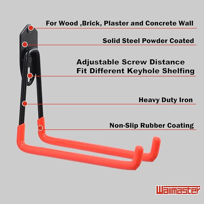 Wallmaster Garage Hooks Organizer Kit,12 Pack Adjustable Heavy Duty Shelving Hook,Wall Mount Utility Steel Garage Organization, for Organizing Garden Tools
