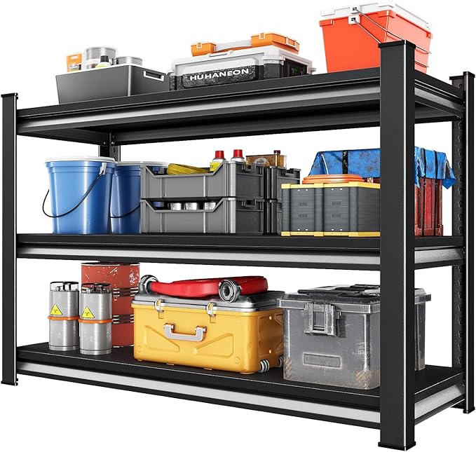 48''W Garage Shelves Heavy Duty - 1,560Lbs Steel Metal Adjustable Utility Storage Shelving Rack Units 48" W x 16" D x 39" H 3 Tier Black
