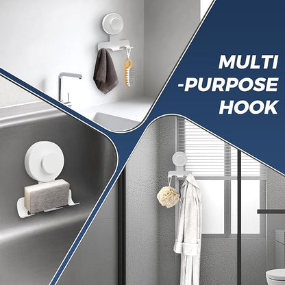 Suction Cup Razor Holder for Shower,Heavy-Duty 7KG Suction Hooks for Razor,Towel,Loofah,Removable Damage-Free Metal Shower Hook,Shaver Holder,2 Pack(Matte White)