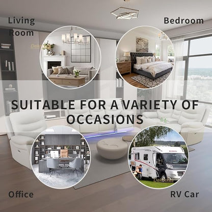 Living Room Furniture Set,3PCS Power Recliner Sofa Light Grey Breathing Leather Sofa Loveseat and Chair with 5 Recliner Seats/Storage Console/Cup Holder/LED Light/USB Port for Apartment,Office