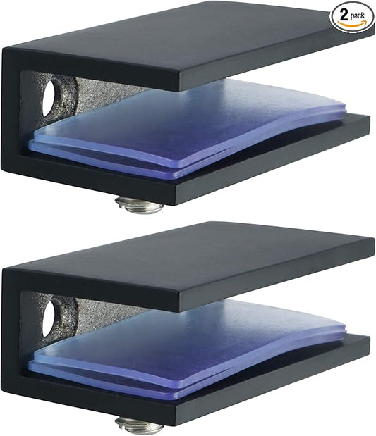 Alise Glass Shelf Brackets 2Pcs, Adjustable Shower Glass Clamps, Heavy Duty Clamp Holder, SUS304 Stainless Steel Brackets for 8-12mm Shelves, Matte Black