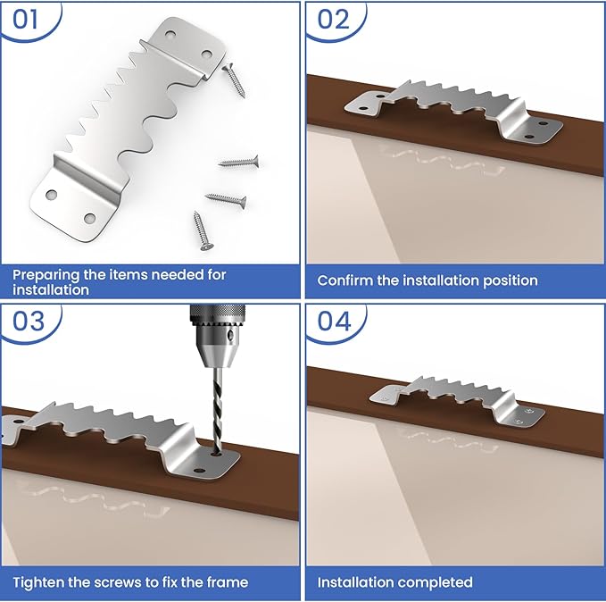 Aifeier ET 6PCS Large Sawtooth Picture Hangers Supports 300 lbs Heavy Duty Picture Hanging Hardware Picture Frame Bracket with Screws, Painting Hanging Accessories for Heavy Decorations(Silver)