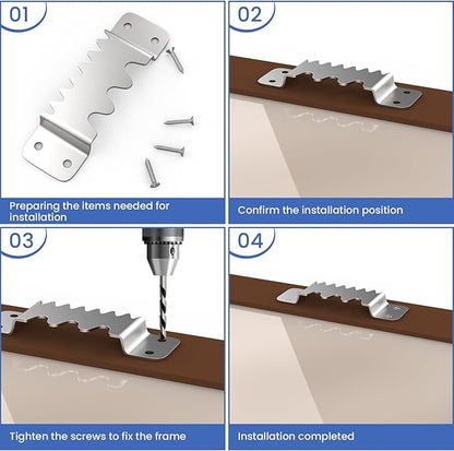 Aifeier ET 6PCS Large Sawtooth Picture Hangers Supports 300 lbs Heavy Duty Picture Hanging Hardware Picture Frame Bracket with Screws, Painting Hanging Accessories for Heavy Decorations(Silver)