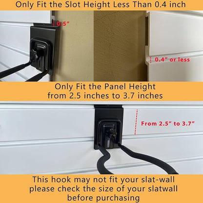 Adjustable Slatwall Hooks, Lockable Slatwall Weedeater & String Trimmer Hanger, Power Tool Hanger for Slatwall Accessories, Utility Hooks for Garage Storage - 8" x 4 Pcs