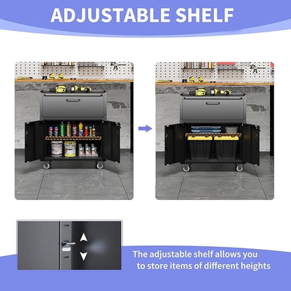 Garage Storage Cabinet System 6pcs Heavy Duty Workshop Set Wall Cabinet Lockable Rolling Tool Cabinets with Adjustable Shelves Metal Garage Storage Cabinets