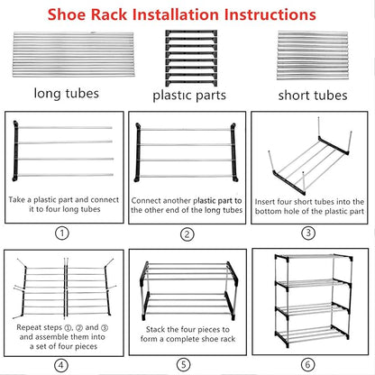 3-Tier Stackable Small Shoe Rack, Lightweight Shoe Shelf Storage Organizer for Entryway, Hallway and Closet(Black)