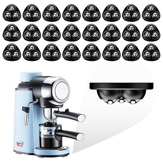 Self Adhesive Caster Wheels for Countertop - Furniture Sliders & Appliance Rollers for Kitchen, Coffee Machine, Blender, Oven - Easily Solves The Problem of Desktop Sliding (Black, 24pcs)