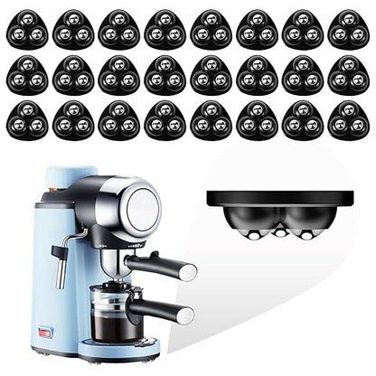 Self Adhesive Caster Wheels for Countertop - Furniture Sliders & Appliance Rollers for Kitchen, Coffee Machine, Blender, Oven - Easily Solves The Problem of Desktop Sliding (Black, 24pcs)