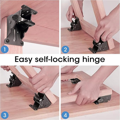 12 Pack Locking Hinge for Folding Table Brackets, TopDirect Heavy Duty Folding Brackets 90 Degree Self Locking Folding Hinge for Table Legs Furniture