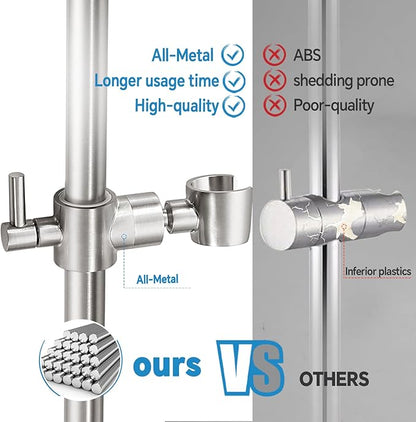 Shower Slide Bar Adjustable Handheld Shower Head Holder Wall Mount - 30inch All-Metal Shower Head Slide Bar Compatible with Bathroom Drill Free Glue Installation - Brushed